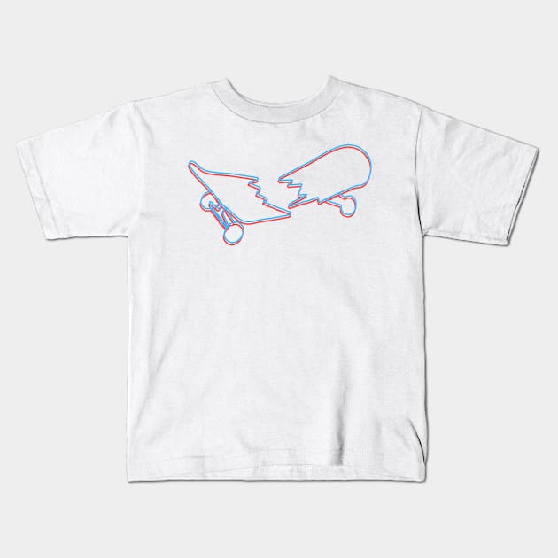 Broken Skateboard Kids T-Shirt by nathancowle